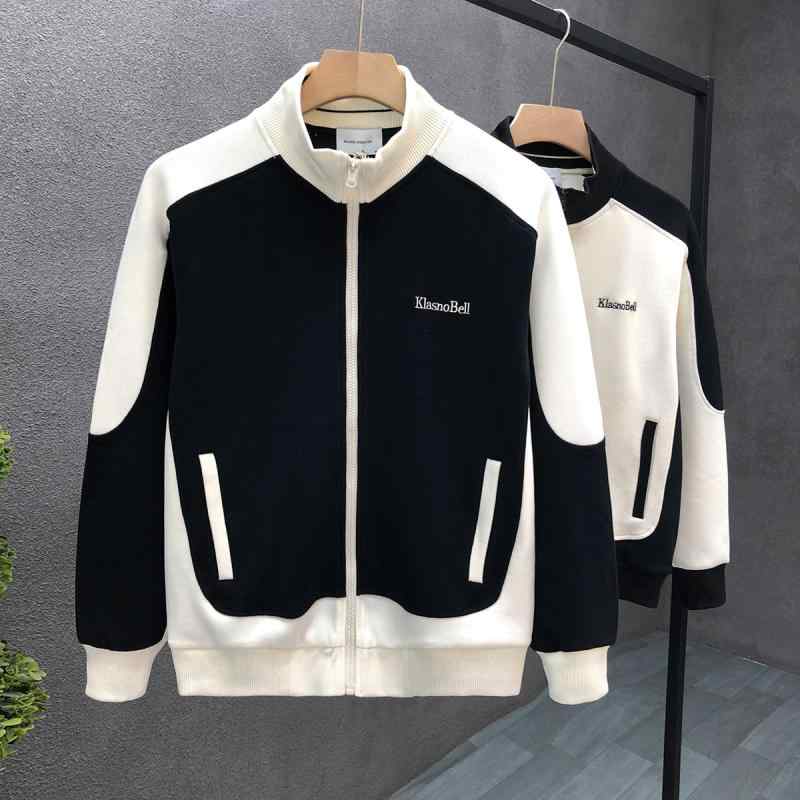 ゴルフウェア メンズ スポーツ トップス おしゃれ スタンドカラー ニット ジャケット カジュアル 春秋 ベージュ ブラック