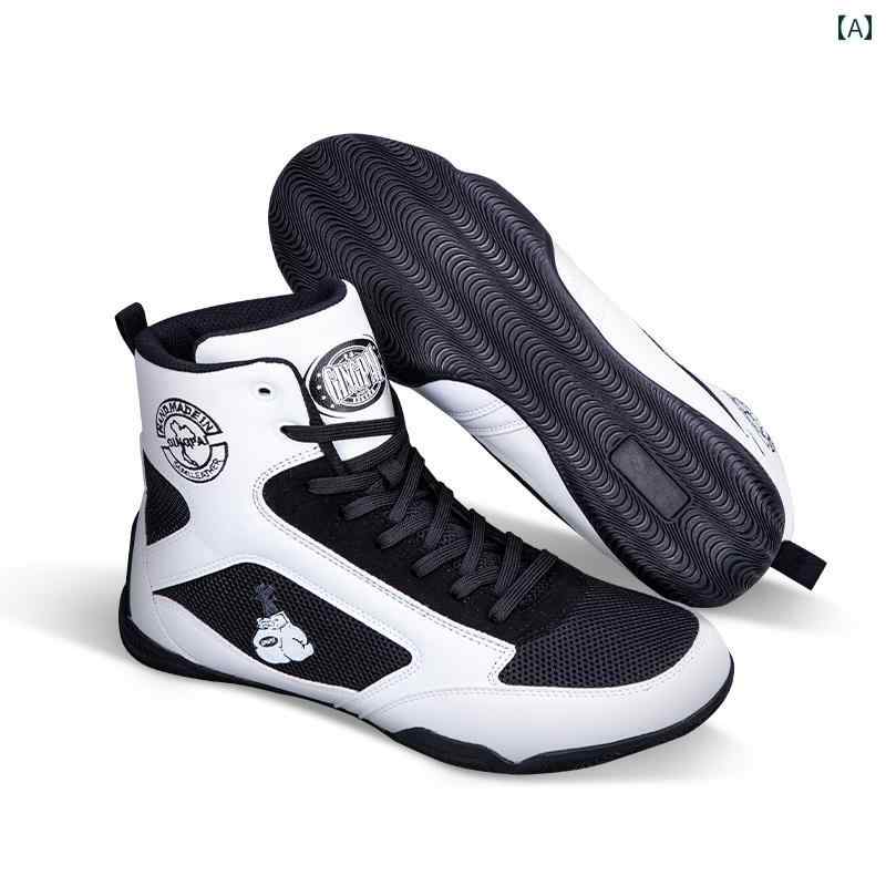 格闘技 シューズ ボクシング レスリング メンズ レディース トレーニング スポーツ フィットネス ジム ハイカット 重量挙げ ホワイト ブラック