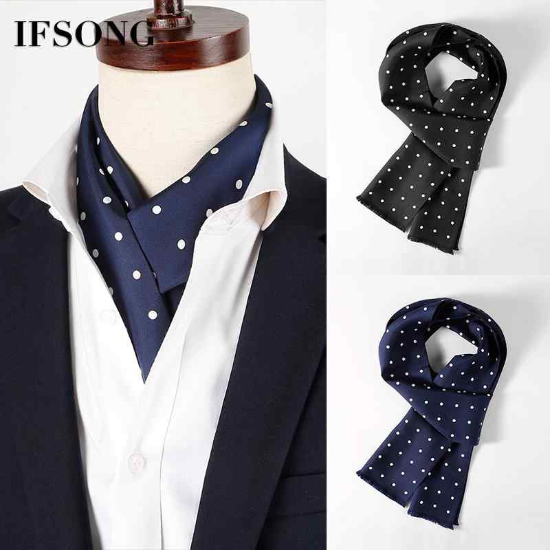 スカーフ メンズ おしゃれ ストール スーツ 紳士 フォーマル 冬 薄手 英国 レトロ ドット ブラック ネ..
