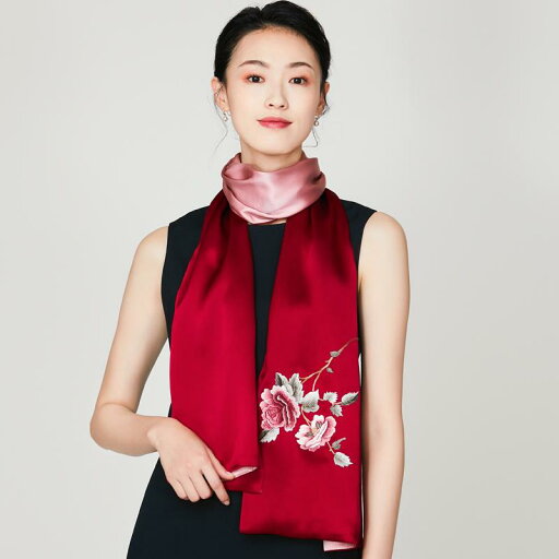 ストール 花柄 刺繍 レディース スカーフ ショール 春秋 シルク 中国風 レトロ おしゃれ 大判 ギフト グレー レッド ピンク ストール 花柄 刺繍 レディース スカーフ ショール 春秋 シルク 中国風 レトロ おしゃれ 大判 ギフト グレー レッド ピンク