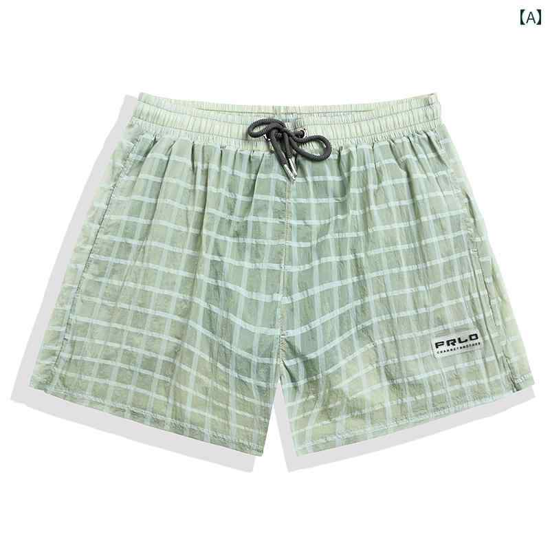 メンズ 海パン 水着 サーフ パンツ ビーチ バカンス プール 水泳 速乾 ゆったり ボクサー セクシー 伸縮性 温泉 グレー ホワイト グリーン