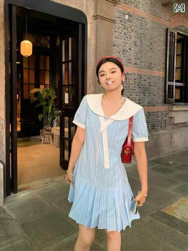 マリーンドレス 海軍 ネイビー風 セーラー服 レディース フレンチ スイート エイジレス ストライプ 夏 スカート 水色 マリーンドレス 海軍 ネイビー風 セーラー服 レディース フレンチ スイート エイジレス ストライプ 夏 スカート 水色