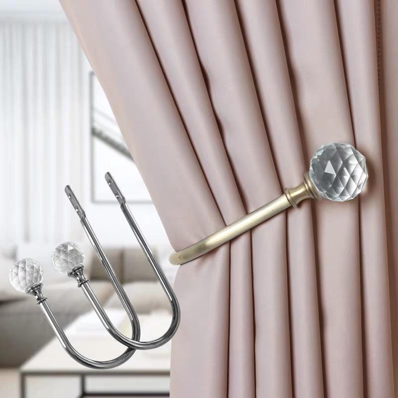 カーテン ふさかけ ホルダー おしゃれ ヨーロピアン U字型 クリスタル フック シンプル モダン ブルー ..