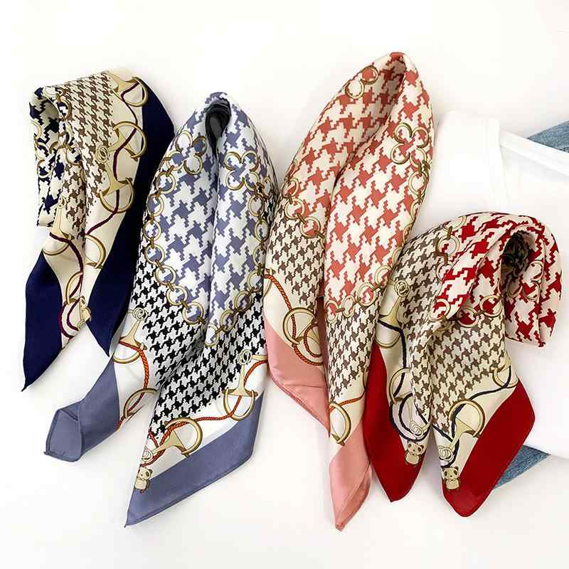 スカーフ おしゃれ レディース ストール シルク スクエア 春夏秋 日焼け止め レッグ ガーゼ 薄手 赤 ピンク 千鳥格子