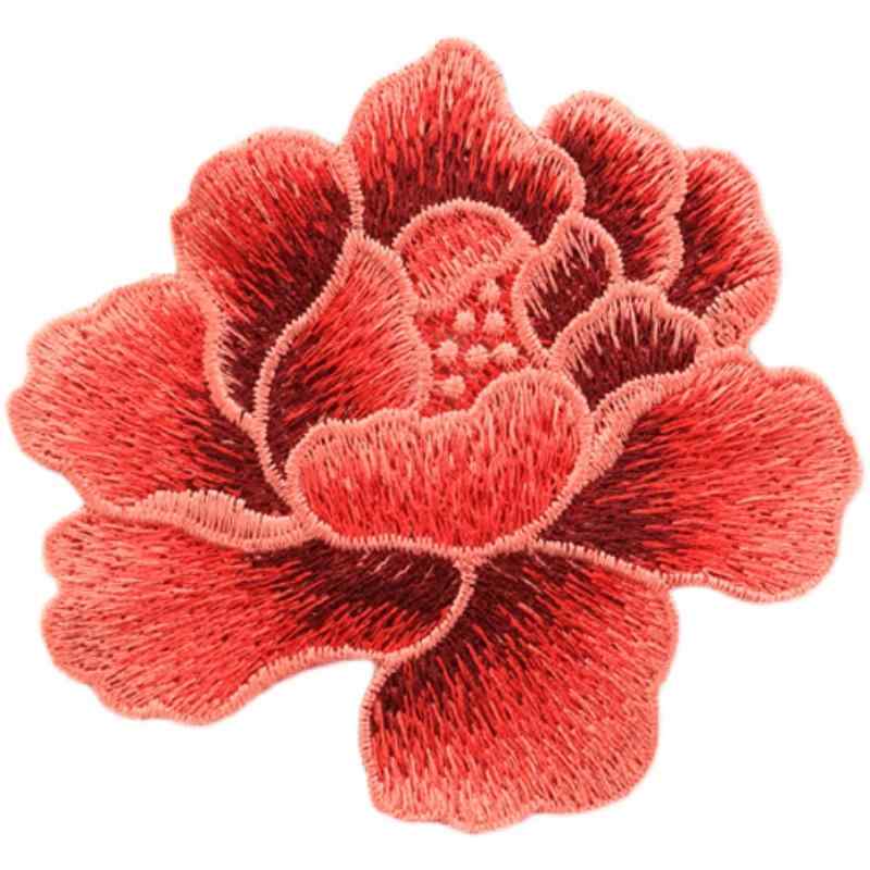 ワッペン アップリケ 刺繍 装飾 パッチ DIY リメイク 手芸 牡丹花 チャイナ ドレス レッド ブルー パープル