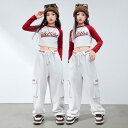 キッズ ストリート ダンス セットアップ 衣装 子供 ヒップホップ レディース カジュアル 春秋 レッド グレー