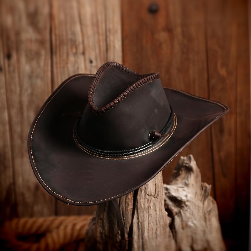 カウボーイ ハット ウエスタン テンガロンハット アメリカン レトロ ジャズ ブリティッシュ 牛革 ブラ..