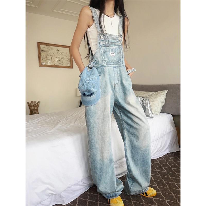 オーバーオール レディース サロペット デニム パンツ オールインワン 夏 薄手 ゆったり ワイドレッグ