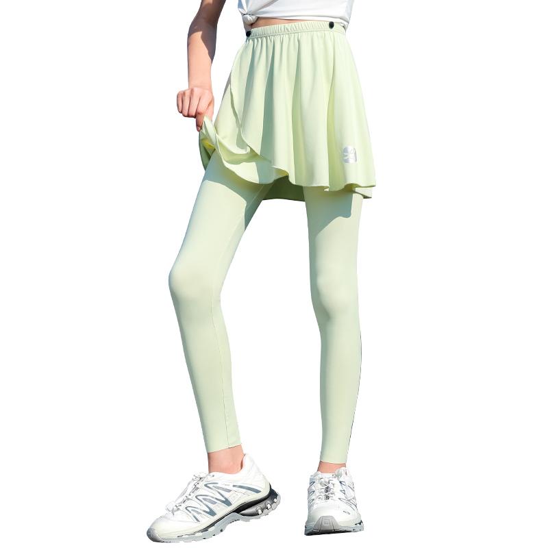 スカッツ キッズ 女の子 スカート付き レギンス スポーツ パンツ 子供用 速乾 シャーク ヨガ トレーニング フェイク ツーピース 日焼け防止 グリーン パープル