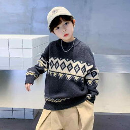 セーター ニット 子供服 キッズ 男の子 秋冬 長袖 プルオーバー ハイネック グレー 厚手 韓国