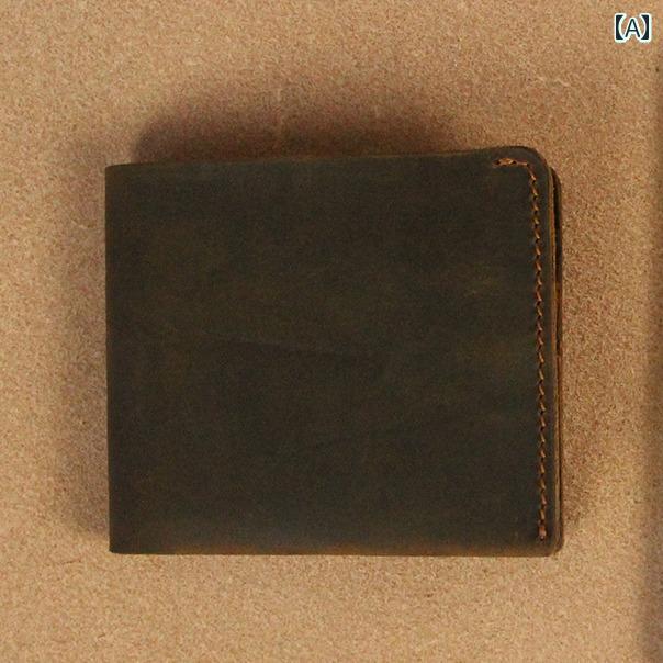 財布 カードケース メンズ レディース 折りたたみ レトロ シンプル レザー 革 コンパクト カードホルダー ブラウン