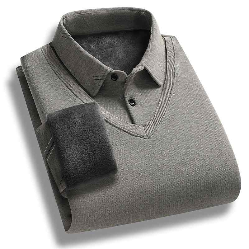 セーター メンズ ニット 重ね着風 フェイクレイヤード トップス ベルベット 暖かい ビジネス カジュアル ボトム ウール ベージュ グレー