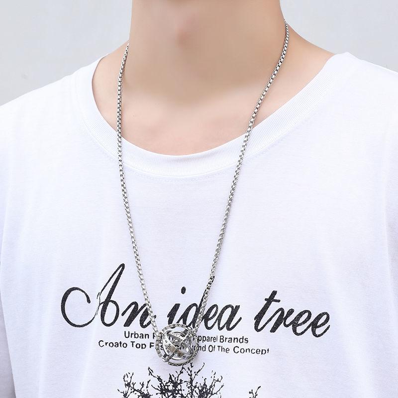 ネックレス メンズ アクセサリー 天体 ボール リング 学生 シングル フリップ レトロ 韓国語 カップル ..