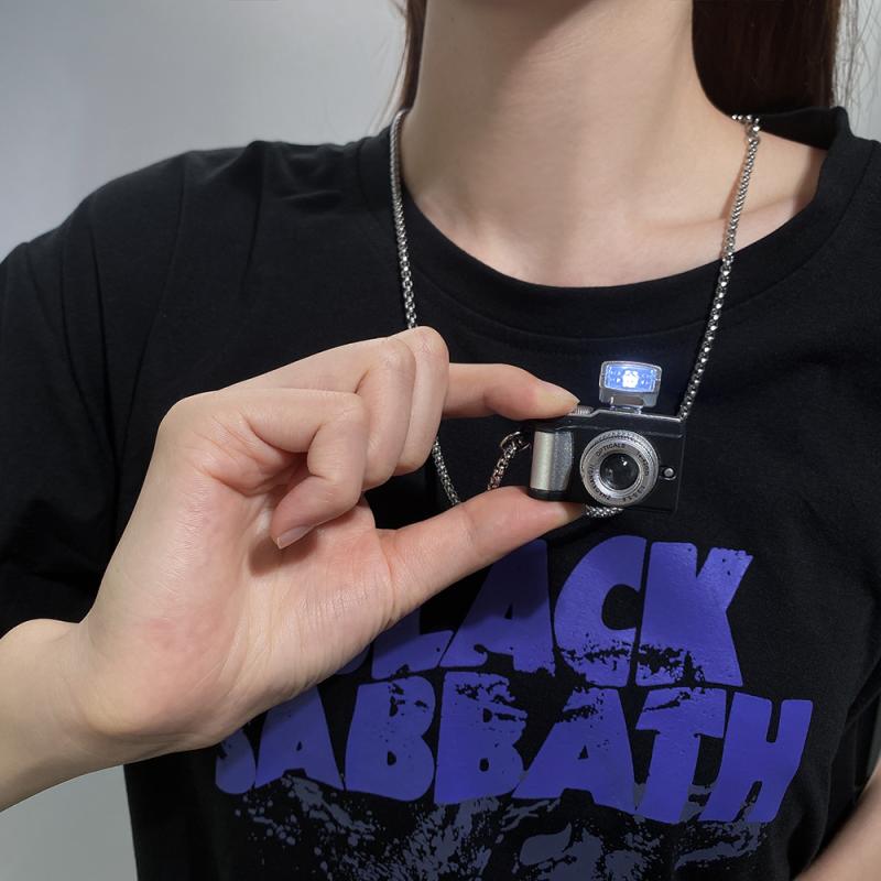 ネックレス メンズ レディース アクセサリー ヒップホップ レトロ フラッシュ カメラ ペンダント ブラック