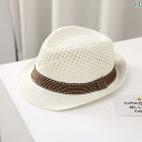 麦わら帽子 メンズ ストローハット 春夏 中折れハット 子供 男の子 ジャズ 旅行 ビーチ 英国 ホワイト ブラック ブラウン