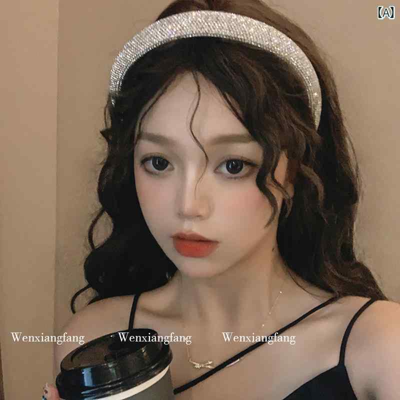 カチューシャ 幅広 レディース ヘアアクセサリー ラインストン キラキラ 大人 おしゃれ フラッシュ バンド