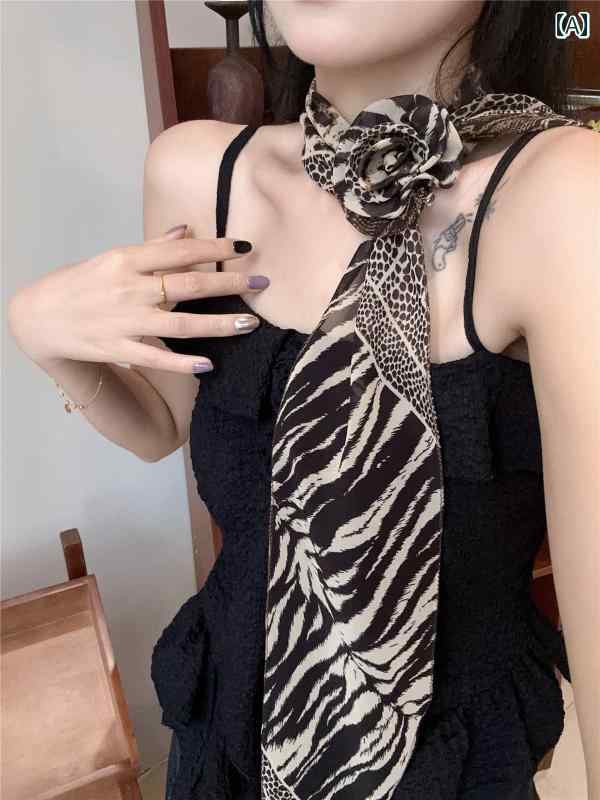 スカーフ おしゃれ レディース ストール 春夏秋 正方形 防寒 装飾 ヘッドバンド イエロー ゼブラ柄 y2k