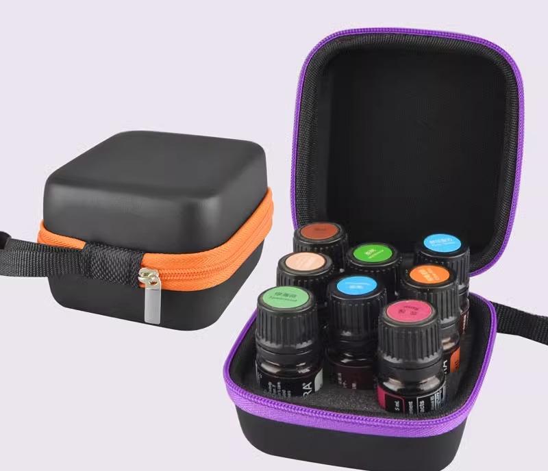 エッセンシャルオイル 収納 ケース アロマ ボックス 精油 バッグ 小型 ポータブル 耐衝撃 ボトル ブラック レッド オレンジ