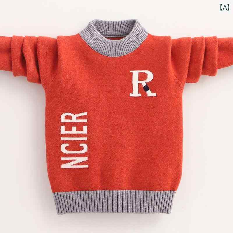 セーター ニット 子供服 キッズ 男の子 春秋冬 長袖 ラウンドネック プルオーバー ...