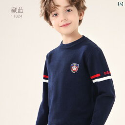 セーター ニット 子供服 キッズ 男の子 秋冬 暖かい トップス ラウンドネック ネイビー グレー ブルー