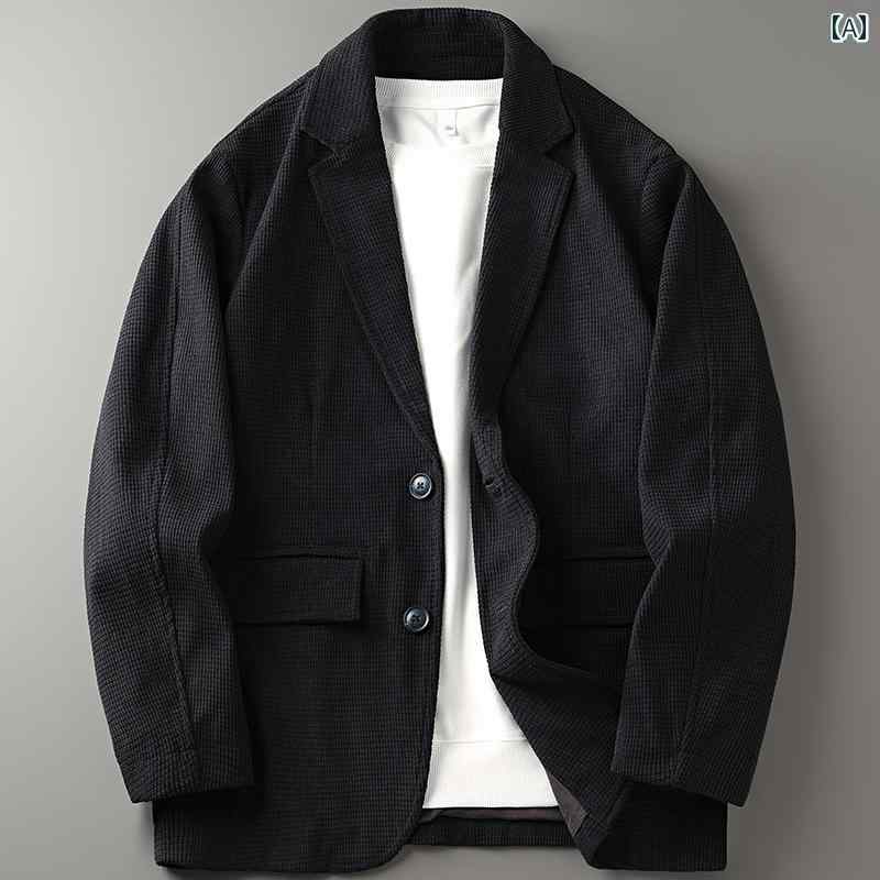 テーラードジャケット メンズ コーデュロイ アウター カジュアル スーツ 秋冬 ポケット 大きいサイズ ブラック