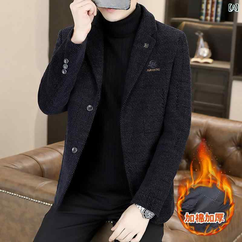 テーラードジャケット メンズ ウール アウター カジュアル コート 秋冬 レトロ 厚手 スーツ 大きいサイズ グレー ブラウン ブラック