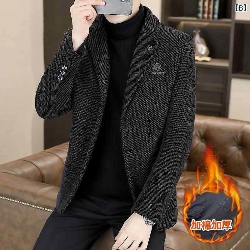 テーラードジャケット メンズ ウール アウター カジュアル コート 秋冬 レトロ 厚手 スーツ 大きいサイズ グレー ブラウン ブラック