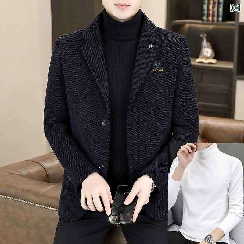 テーラードジャケット メンズ ウール アウター カジュアル コート 秋冬 レトロ 厚手 スーツ 大きいサイズ グレー ブラウン ブラック