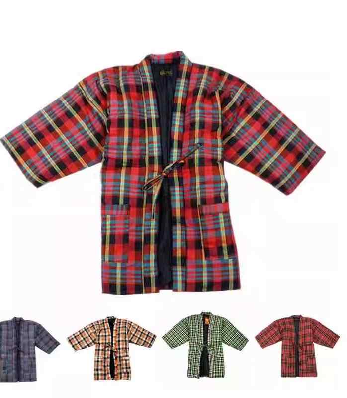 はんてん 半天 ちゃんちゃんこ 防寒 暖かい どてら 半纏 ルームウェア 部屋着 厚手 綿 コート 着物 浴衣 オレンジ ブラック