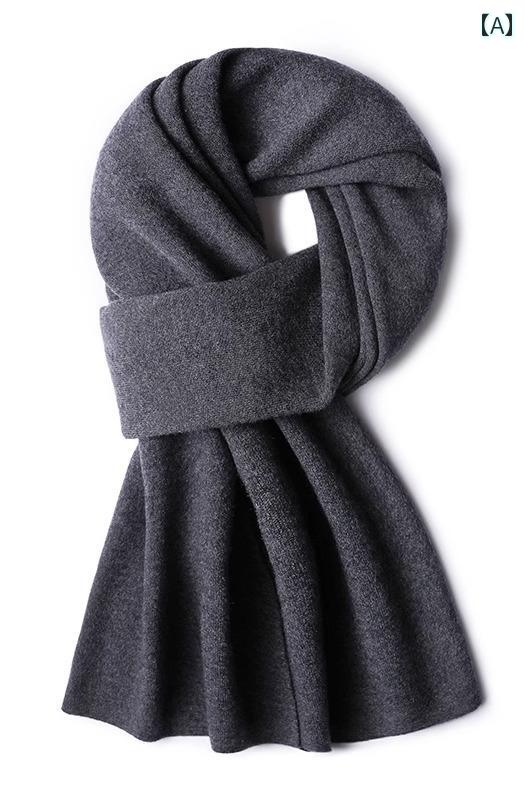 マフラー メンズ レディース チェック ウール スカーフ 秋冬 厚手 暖かい グレー ワインレッド 赤