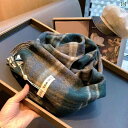 マフラー メンズ レディース チェック 秋冬 ウール 暖かい ネック スカーフ アメリカ 茶 紺 白
