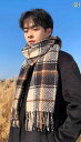 マフラー メンズ レディース チェック スカーフ 冬 厚手 暖かい ショール サイクリング カップル 白 カーキ 紫