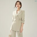 スーツ ジャケット レディース 秋 ファッション スリムフィット OL オフィス 通勤 ワイド パンツ グリーン ベージュ ピンク