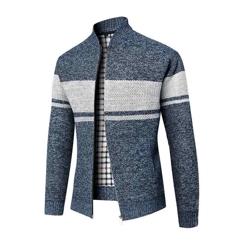 カーディガン メンズ ニット ブルゾン アメリカ 秋冬 セーター ジャケット ベルベット 厚手 暖かい グレー ブラック ブルー