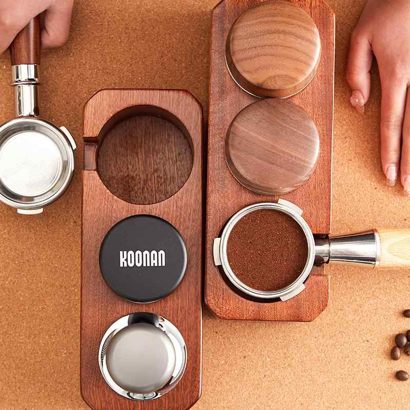 コーヒー タンパー 埋立圧器 バリスタ エスプレッソ ツール 器具 無垢材 プレス ベース マシン アクセ..