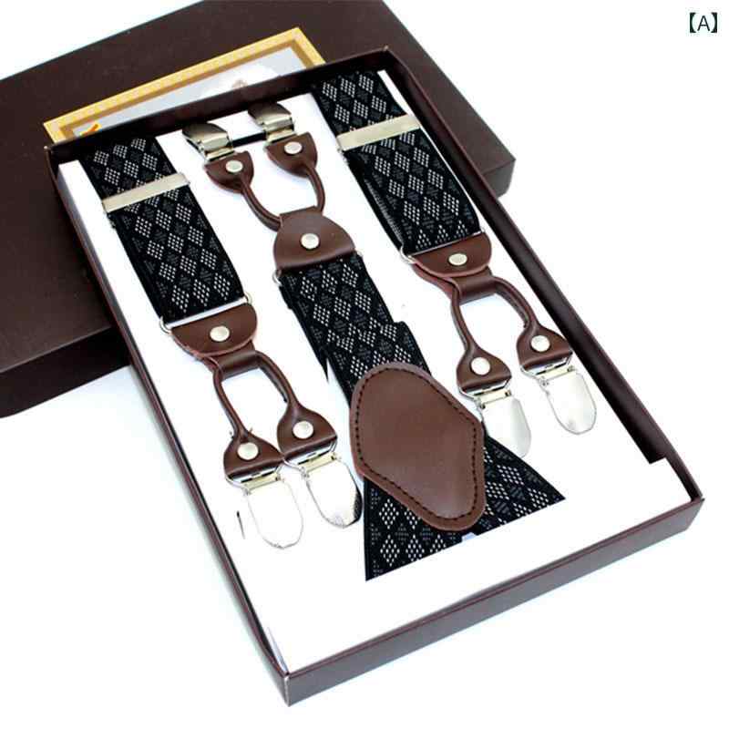 サスペンダー メンズ フォーマル おしゃれ クリップ ズボン 紳士 弾性 ストラップ 黒 紺 赤