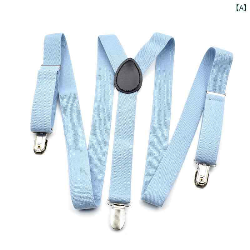 サスペンダー メンズ レディース フォーマル おしゃれ シャツ ズボン クリップ 英国 デニム 水色 黒