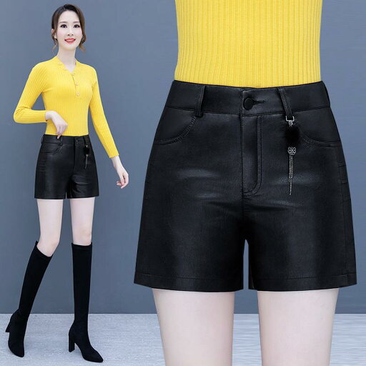 レザー ショートパンツ レディース ショーパン 春秋 ハイウエスト カジュアル おしゃれ ファッション 大きいサイズ ブラック レザー ショートパンツ レディース ショーパン 春秋 ハイウエスト カジュアル おしゃれ ファッション 大きいサイズ ブラック