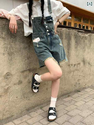サロペット ショート丈 パンツ レディース オーバーオール つなぎ ダメージデニム 夏 甘辛 ハイウエスト ショーツ 青 サロペット ショート丈 パンツ レディース オーバーオール つなぎ ダメージデニム 夏 甘辛 ハイウエスト ショーツ 青