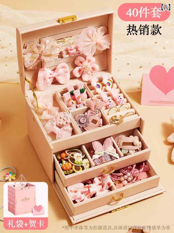 ジュエリーボックス 子供 ヘアアクセサリー 収納 誕生日 女の子 プリンセス セット ギフト ピンク ブラウン