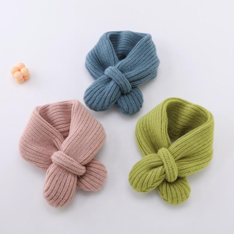 マフラー キッズ ベビー 子供 男の子 女の子 秋冬 ウール スカーフ ストール シンプル 韓国 暖かい クロス ブルー ベージュ グリーン