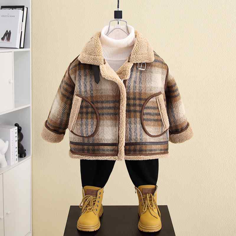 キッズ アウター 男の子 子供服 裏ボア ボーイズ フリースジャケット 秋冬 厚手 ウール トップス ファ..