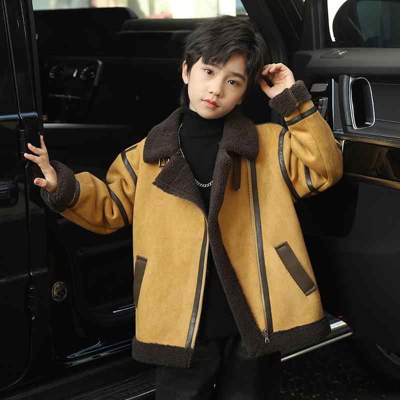 キッズ アウター 男の子 子供服 裏ボア ファー 冬 厚手 ウール コート イエロー ブラック