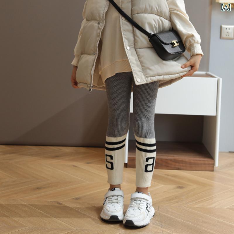 レギンス キッズ スパッツ パンツ 子供 女の子 韓国 ファッション 裏起毛 ベビー 秋冬 グレー ブラック(4)