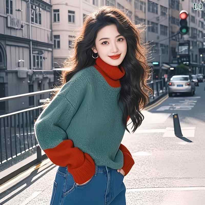 ニット レディース セーター 秋冬 カジュアル トップス タートルネック プルオーバー クリスマスカラー..