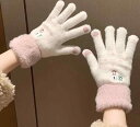 手袋 グローブ 男の子 女の子 メンズ レディース かわいい ニット 5本指 ファー 暖かい ベルベット スマホ対応 サイクリング 冬 ホワイト カーキ ブラッ...