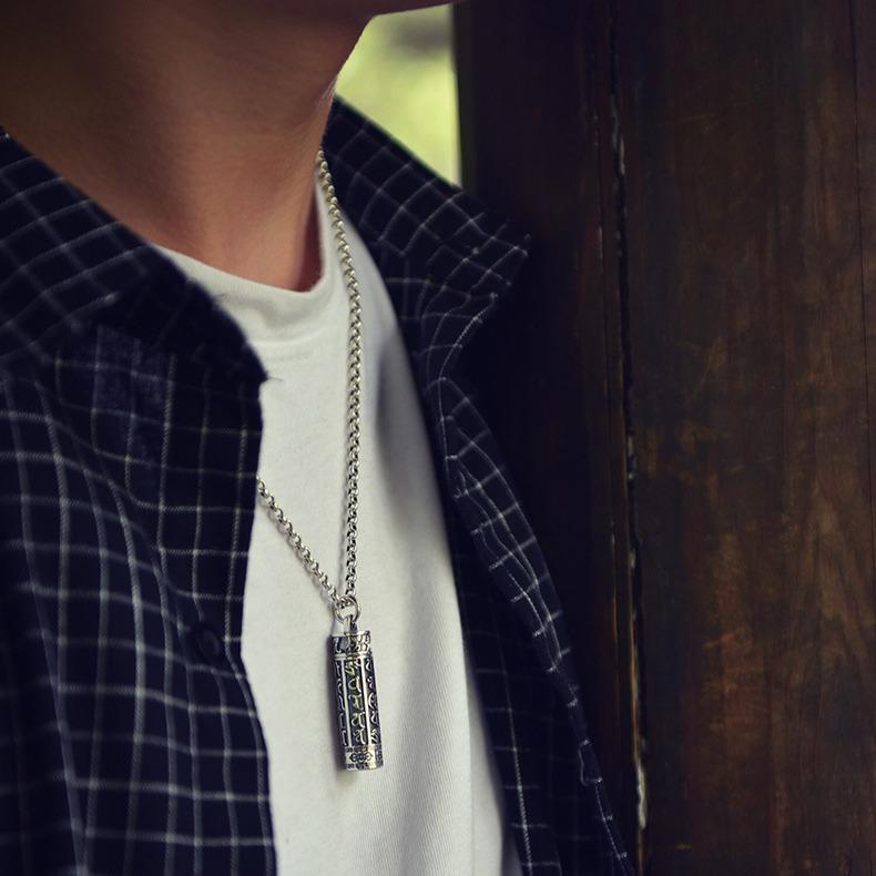 ネックレス メンズ レディース アクセサリー マントラ ペンダント お守り ジュエリー パール シルバー