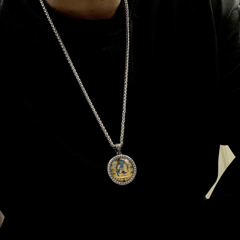 ネックレス メンズ レディース アクセサリー ブッダ マントラ ペンダント ファッション チェーン シルバー