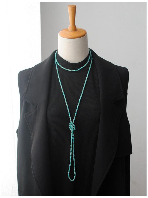 ネックレス レディース アクセサリー シンプル ファセット クリスタル 装飾 チョーカー ビーズ 水色