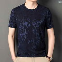 Tシャツ メンズ 社交ダンス ラテン 練習着 レッスンウェア 半袖 トップス ラウンドネック ネイビー ブラック